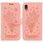 For Samsung Galaxy A01 Core / M01 Core Butterfly Rose Embossed Leather Phone Case(Pink) - 1