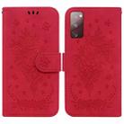 For Samsung Galaxy S20 FE 5G Butterfly Rose Embossed Leather Phone Case(Red) - 1