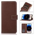 For iPhone 14 Pro Litchi Texture Horizontal Flip Leather Phone Case (Brown) - 1