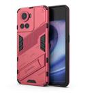 For OnePlus Ace 5G Punk Armor PC + TPU Phone Case with Holder(Light Red) - 1