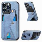 For iPhone 13 mini K-shaped Magnetic Card Phone Case (Blue) - 1