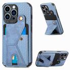 For iPhone 12 mini K-shaped Magnetic Card Phone Case (Blue) - 1