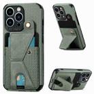 For iPhone 11 Pro Max K-shaped Magnetic Card Phone Case (Green) - 1
