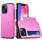 For iPhone 14 Shockproof Armor Protective Phone Case with Slide Card Slot (Pink) - 1