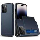 For iPhone 14 Pro Shockproof Armor Protective Phone Case with Slide Card Slot (Dark Blue) - 1