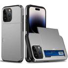 For iPhone 14 Pro Max Shockproof Armor Protective Phone Case with Slide Card Slot (Grey) - 1