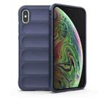 For iPhone XS Max Magic Shield TPU + Flannel Phone Case(Dark Blue) - 1