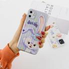 For iPhone 11 Pro Max Painted Suitcase Striped TPU Case(Rabbit) - 1