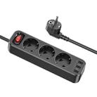 hoco NS2 3-position + 3-USB Extension Cord Socket, EU Plug(Black) - 1