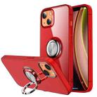 For iPhone 14 Plus Shockproof Matte Transparent TPU Protective Phone Case with Ring Holder  (Red) - 1