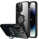 For iPhone 14 Pro Max Shockproof Matte Transparent TPU Protective Phone Case with Ring Holder (Black) - 1