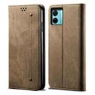 For vivo S15e / T1 5G Snapdragon 778G Denim Texture Leather Phone Case(Khaki) - 1