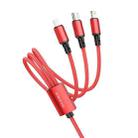 Borofone BX72 Type-C / USB-C + 8 Pin + Micro USB 3 In 1 Charging Cable, Length: 1m(Red) - 1