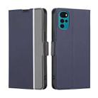 For Motorola Moto G22 Twill Texture Side Button Leather Phone Case(Blue) - 1