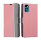 For Motorola Moto G22 Twill Texture Side Button Leather Phone Case(Pink) - 1