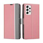 For Samsung Galaxy A53 5G Twill Texture Side Button Leather Phone Case(Pink) - 1