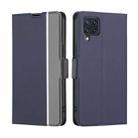 For Samsung Galaxy M32 International Twill Texture Side Button Leather Phone Case(Blue) - 1
