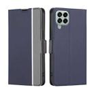 For Samsung Galaxy M33 5G Twill Texture Side Button Leather Phone Case(Blue) - 1