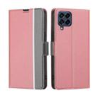 For Samsung Galaxy M53 5G Twill Texture Side Button Leather Phone Case(Pink) - 1