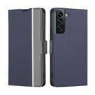 For Samsung Galaxy S22+ 5G Twill Texture Side Button Leather Phone Case(Blue) - 1