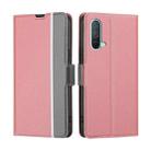 For OnePlus Nord CE 5G Twill Texture Side Button Leather Phone Case(Pink) - 1