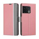 For OnePlus 10 Pro 5G Twill Texture Side Button Leather Phone Case(Pink) - 1