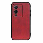 For vivo S15 Two-color Calf Texture Shockproof Phone Case(Red) - 1