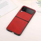 For Samsung Galaxy Z Flip4 Two-color Calf Texture Shockproof Phone Case(Red) - 1