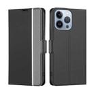 For iPhone 13 Pro Twill Texture Side Button Leather Phone Case (Black) - 1