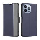 For iPhone 13 Pro Twill Texture Side Button Leather Phone Case (Blue) - 1