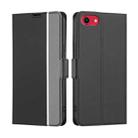 For iPhone SE 2022 / SE 2020 / 8 / 7 Twill Texture Side Button Leather Phone Case(Black) - 1