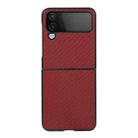 For Samsung Galaxy Z Flip4 Carbon Fiber Texture Shockproof Protective Phone Case(Red) - 1