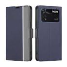 For Xiaomi Poco M4 Pro Twill Texture Side Button Leather Phone Case(Blue) - 1