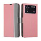 For Xiaomi Poco M4 Pro Twill Texture Side Button Leather Phone Case(Pink) - 1
