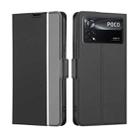 For Xiaomi Poco X4 Pro 5G Twill Texture Side Button Leather Phone Case(Black) - 1