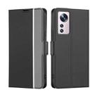 For Xiaomi 12 Twill Texture Side Button Leather Phone Case(Black) - 1