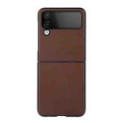 For Samsung Galaxy Z Flip4 Sheep Texture Genuine Leather Phone Case(Brown) - 1