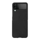 For Samsung Galaxy Z Flip4 Sheep Texture Genuine Leather Phone Case(Black) - 1