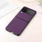 For Samsung Galaxy Z Flip4 Genuine Leather Shockproof Protective Leather Phone Case(Purple) - 1