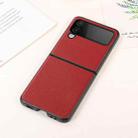 For Samsung Galaxy Z Flip4 Genuine Leather Lychee Texture Phone Case(Red) - 1