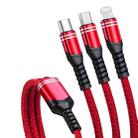 6A 66W 3 in 1 USB to 8 Pin + Micro USB + USB-C / Type-CFast Charging Braided Data Cable(Red) - 1