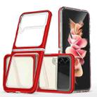 For Samsung Galaxy Z Flip4 Clear Acrylic+PC+TPU Shockproof Phone Case(Red) - 1