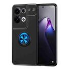 For OPPO Reno8 5G Metal Ring Holder 360 Degree Rotating TPU Phone Case(Black+Blue) - 1