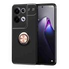 For OPPO Reno8 5G Metal Ring Holder 360 Degree Rotating TPU Phone Case(Black+Rose Gold) - 1