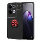 For OPPO Reno8 Pro+ Metal Ring Holder 360 Degree Rotating TPU Phone Case(Black+Red) - 1