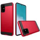 For Galaxy S20 Brushed Texture Shockproof Rugged Armor Protective Case(Red) - 1