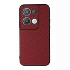 For OPPO Reno8 Carbon Fiber Texture Shockproof Protective Phone Case(Red) - 1