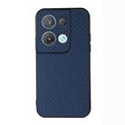 For OPPO Reno8 Carbon Fiber Texture Shockproof Protective Phone Case(Blue) - 1