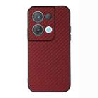 For OPPO Reno8 Pro+ Carbon Fiber Texture Shockproof Protective Phone Case(Red) - 1