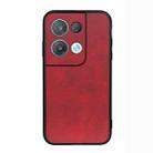 For OPPO Reno8 Accurate Hole Two-color Calf Texture PU Phone Case(Red) - 1